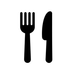 Simple fork and knife icons. Classic cutlery symbols for restaurant menu design.  Elegant black silhouette of fork and knife perfect for 2026 new year holiday kitchen accessories.  These simple icons