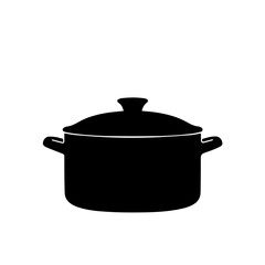 Simple kitchen pot with lid. Classic cookware design, perfect for cooking soups and stews.  Durable pot ideal for everyday use, suitable for creating delicious holiday meals for new year celebrations