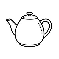 Simple teapot drawing.  Line art illustration of classic teapot for kitchen accessories design. Elegant teapot image perfect for 2026 new year cards and holiday invitations. This teapot sketch is idea