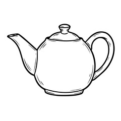 Obraz premium Classic teapot illustration. Simple kitchen accessory drawing perfect for tea party invitations or 2026 year of fire horse themed designs. This elegant teapot image is ideal for new year or christmas