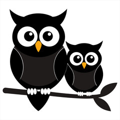 two owls sitting on a branch