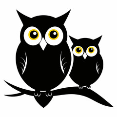 two owls sitting on a branch