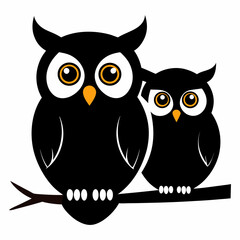two owls sitting on a branch