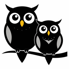 two owls sitting on a branch