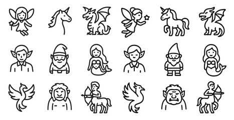 Fototapeta premium Magical fantasy characters collection for design and illustration projects