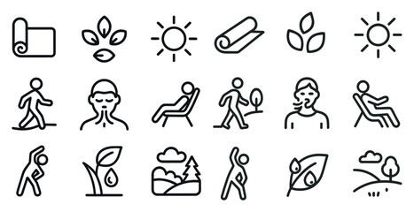 Wellness and relaxation icons for health and nature designs