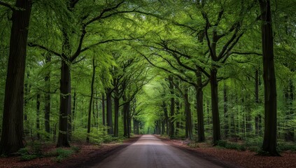 Obraz premium Lush green forest path (1)