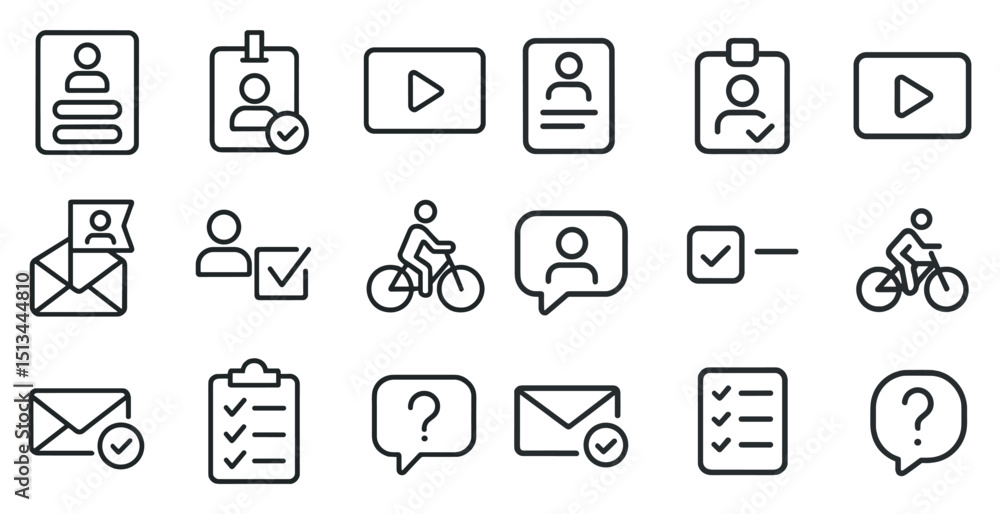 Poster minimalistic icons for communication and task management design