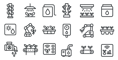 Smart agriculture icons collection for digital farming and automation concepts