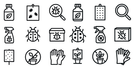 Garden pest control icons for eco-friendly and safe insect prevention design