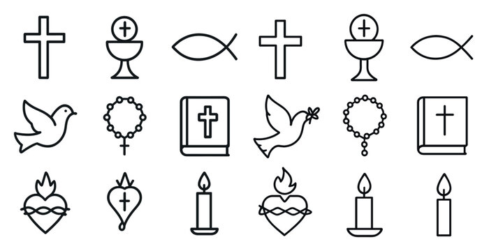 Christian symbols collection for religious events and celebrations
