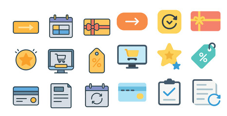Shopping and delivery icons for e-commerce and promotion design