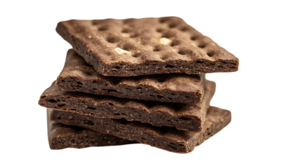 Stack of dark rye crispbread on a transparent background