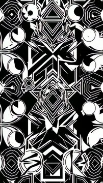Black and white geometric pattern expanding seamlessly