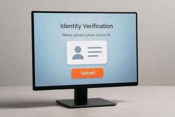 Computer monitor displaying identity verification upload screen  