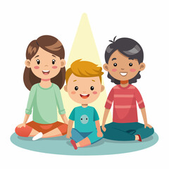 Celebrating Middle Child Day – Vector Art of Families with Three Kids