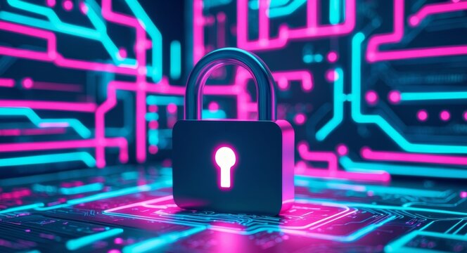 Cyber Security Lock. A Digital Fortress Protecting Data and Network Integrity. - Powered by Adobe