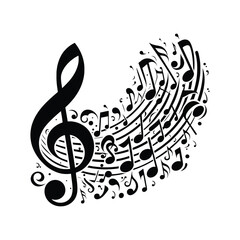 Musical treble clef with notes, an iconic symbol of sound and melody, perfect for music illustrations and designs