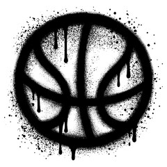 Spray Painted Graffiti basketball icon  Sprayed isolated with a white background.