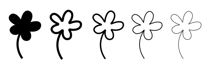 Clover icons in black outline, solid and colored style,eps10