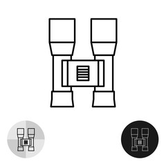 Binoculars top view icon. Compact style glass binoculars for travel purposes. Roof type lens device