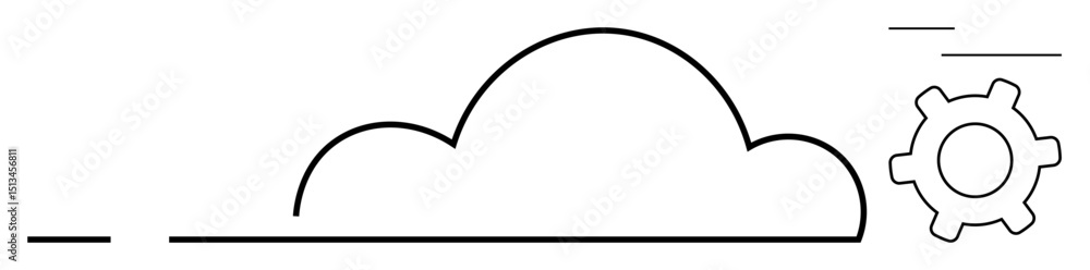 Poster cloud outline linked with gear symbolizing digital solutions, innovation, and automation. ideal for 