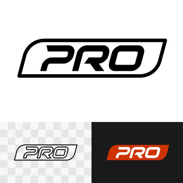 PRO text logo design. Professional version badge with initial letters monogram
