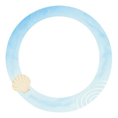 ブルーグラデ×貝殻サークルフレーム