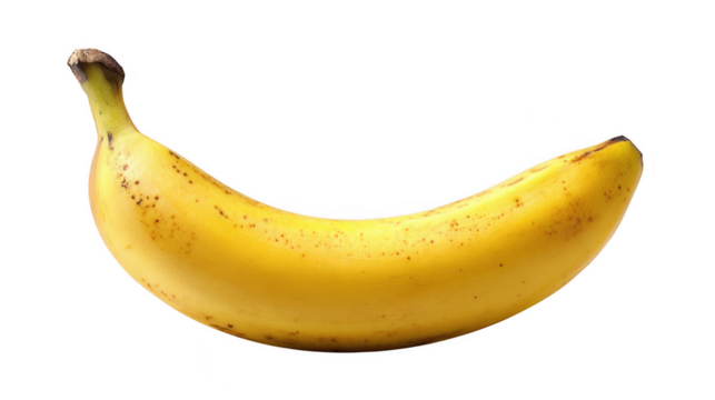 Ripe yellow banana isolated on transparent background, PNG
