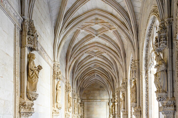Stone ceiling with decorative sculptures in the Monastery of San Juan de los Reyes, Toledo, Spain