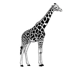 Naklejka premium Black and white giraffe illustration isolated on transparent background