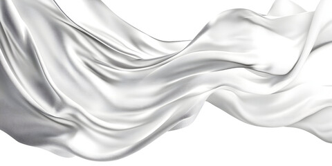 Elegant flowing white silk fabric isolated on a contrasting black background