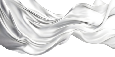 Elegant flowing white silk fabric isolated on a contrasting black background