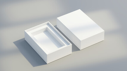 Fototapeta na wymiar White gift box - Opened box - 3d rendering mock up.
