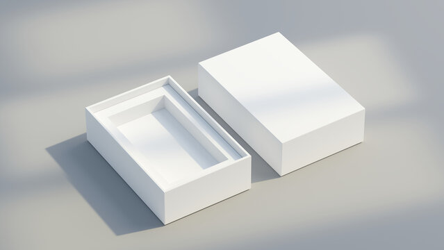 White gift box - Opened box - 3d rendering mock up.