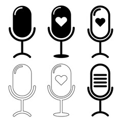 Stylish and creative microphone icons pack, Mic vector icons set