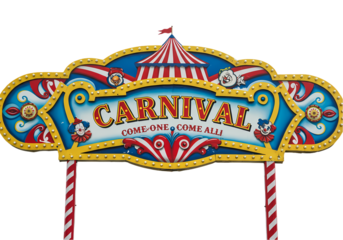 Carnival Sign Vintage Fair Decor Party Supplies Circus Theme isolated on transparent background