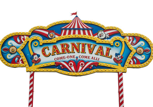 Carnival Sign Vintage Fair Decor Party Supplies Circus Theme isolated on transparent background