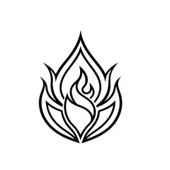 Stylized Fire Flame Icon with Thick Outline Black on White Simple and Clean