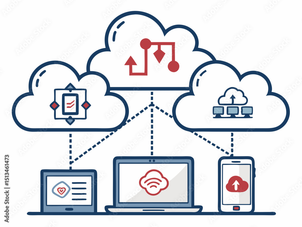 Poster design a bold, vector illustration of a cloud-based trading platform, emphasizing its secure and rob