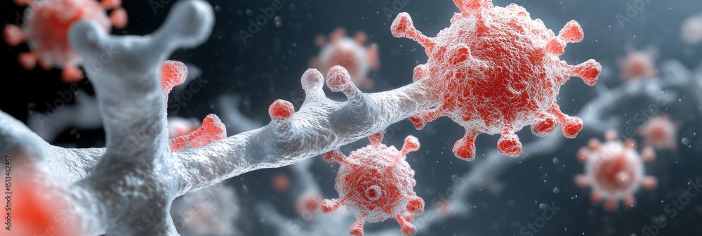 Poster microscopic virus structure - close-up view of a virus's intricate structure, highlighting its micro