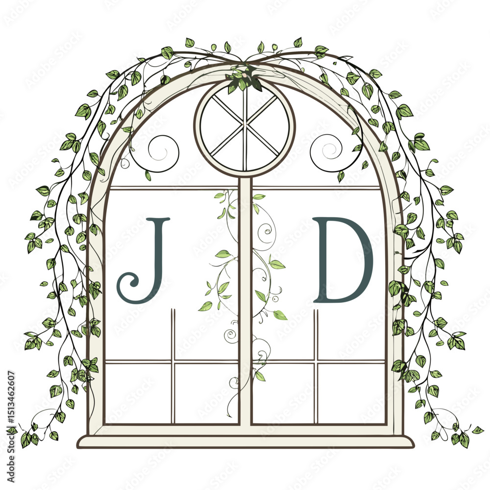 Aufkleber design a bold, vector logo featuring a stylized arched window frame. emphasize strong lines and a cl
