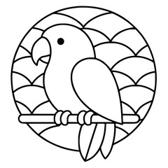parrot template, pattern for stained glass art, illustration 
