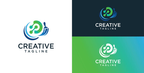 cleaning technology security services logo template