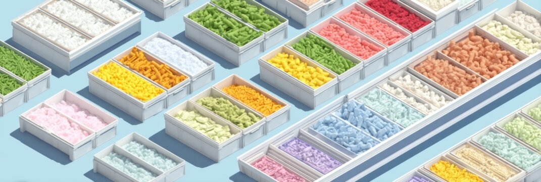 Exploring Frozen Food Categories in an Isometric Infographic With Labeled Bins Showcasing Diverse Options and Vibrant Colors