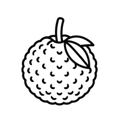 Outline Icon of Lychee Fruit with Leaves a Tropical and Exotic Food