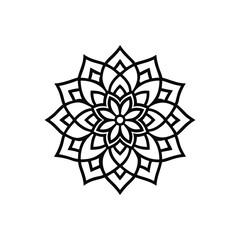 Elegant Black and White Mandala Design with Geometric and Floral Elements for Coloring or Decoration
