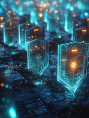 Shield: Data Breach Protection - A conceptual symbolizing cybersecurity, data protection, security, network defense, and technological safeguard