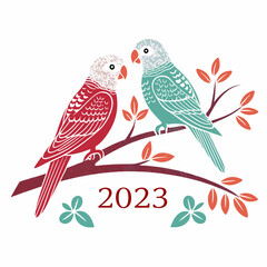 Design a bold, vector logo featuring two stylized lovebirds, emphasizing a thick outline.  Simple, clean lines are crucial.