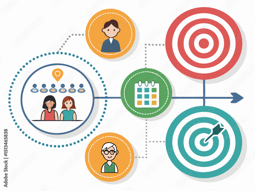 Aufkleber create a bold, vector graphic illustrating market segmentation, specifically focusing on segment (1)